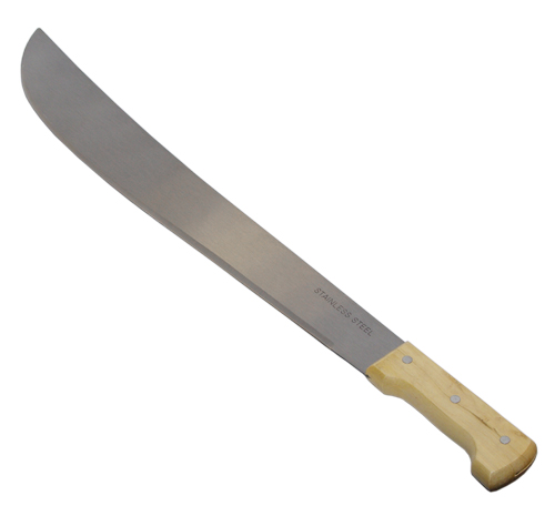 18" Stainless Steel Machete With Wood Handle